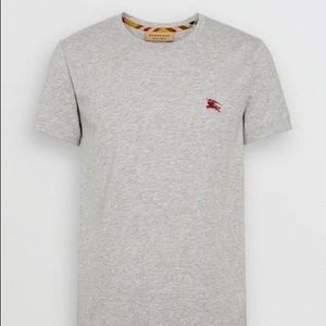 Burberry authentic men’s check details short sleeve light gray t shirt